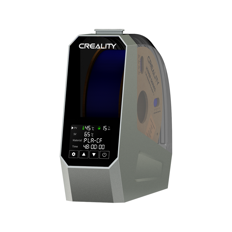 Creality Space Pi single-spool filament dryer with a clear cover and front display.